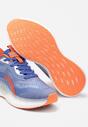 Niebiesko-Pomarańczowe Płaskie Sznurowane Buty Sportowe z Perforacją i Ozdobnym Paskiem Lovanita