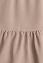 Beżowa Rozkloszowana Sukienka z Falbankami Zapinana przy Szyi Rettesa