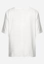 Biały Bawełniany T-shirt z Nadrukiem i Kieszonką Lovelina