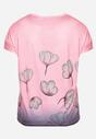 Różowy T-shirt z Krótkim Rękawem Ozdobiony Cyrkoniami Flovilla