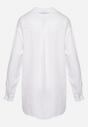 Biała Koszula z Dodatkiem Lnu z Długim Rękawem z Możliwością Podwinięcia Zapinana na Guziki Tesasophi