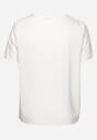 Biały T-shirt Bluzka  z Krótkim Rękawem z Ozdobnym HaftemTesagia