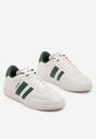 Biało-Zielone Płaskie Klasyczne Buty Sportowe Sneakersy ze Sznurowaniem z Ozdobnym Noskiem i Paskami Timaela