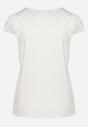 Biały Bawełniany T-shirt Bluzka z Przezroczystymi Rękawami i Dekoltem Lavinara