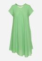 Zielona Rozkloszowana Sukienka z Krótkim Rękawem Elletta