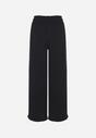 Czarne Szerokie Spodnie z Gumką w Pasie Fiameta
