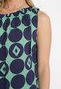 Granatowo-Zielona Sukienka z Wiskozy o Pudełkowym Fasonie w Geometryczny Wzór Raloen