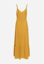 Żółta Sukienka na Regulowanych Ramiączkach z Gumką w Pasie Ebisina
