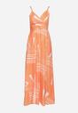 Pomarańczowa Sukienka z Kopertowym Dekoltem na Regulowanych Ramiączkach z Rozcięciami Jatila