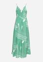Zielona Sukienka z Kopertowym Dekoltem na Regulowanych Ramiączkach z Rozcięciami Jatila
