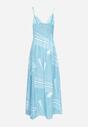Niebieska Sukienka z Kopertowym Dekoltem na Regulowanych Ramiączkach z Rozcięciami Jatila