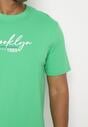 Zielona Koszulka z Bawełny Ozdobiona Nadrukiem Eloenna