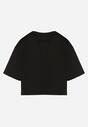 Czarny Krótki Bawełniany T-shirt z Ozdobną Aplikacją ze Sznurkiem Abiola