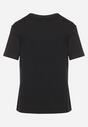 Czarny Bawełniany T-shirt z Krótkim Rękawem i Ozdobnym Nadrukiem Biolivia