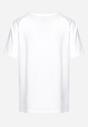 Biały Bawełniany T-shirt z Krótkim Rękawem i Ozdobnym Nadrukiem Biolivia