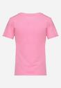 Różowy Bawełniany T-shirt z Ozdobnym Napisem z Cyrkonii Tiavalia