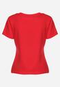 Czerwony Bawełniany T-shirt z Krótkim Rękawem i Metalicznym Nadrukiem Cadiana