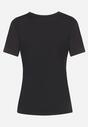 Czarny Bawełniany T-shirt Koszulka z Krótkim Rękawem Ozdobiona Nadrukiem i Cyrkoniami Quana