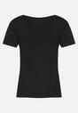 Czarny Bawełniany T-shirt z Krótkim Rękawem Ozdobiony Nadrukiem z Cyrkoniami Abilena