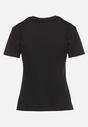 Czarny Bawełniany T-shirt Koszulka z Krótkim Rękawem i Nadrukiem z Cyrkoniami Jloella