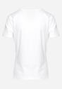 Biały Bawełniany T-shirt Koszulka z Krótkim Rękawem z Nadrukiem i Cyrkoniami Harlina