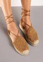 Brązowe Sandały w Stylu Wiązanych Espadryli na Plecionej Platformie Vanesha