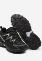 Czarno-Białe Sznurowane Buty Sportowe Sneakersy na Grubej Podeszwie Moalla