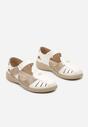Białe Sandały z Wkładką ze Skóry Naturalnej Ozdobione Wycięciami Zapinane na Rzep Mavina