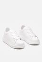 Białe Płaskie Klasyczne Buty Sportowe Sneakersy ze Sznurowaniem Sanesta