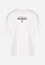 Biała Bawełniana Koszulka T-shirt z Krótkim Rękawem Ozdobiony Nadrukami Citara