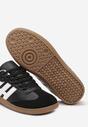Czarno-Białe Płaskie Klasyczne Sneakersy ze Sznurowaniem i Ozdobnymi Paskami Azamia