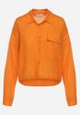 Pomarańczowa Bawełniana Koszula z Dłuższym Tyłem z Ozdobną Kieszonką i Gumką Ralena