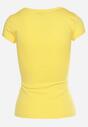 Żółty Bawełniany T-shirt z Ozdobnym Nadrukiem Ianestra