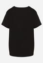 Czarny Bawełniany T-shirt z Ozdobnym Nadrukiem Wanestra