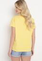 Żółty Bawełniany T-shirt z Ozdobnym Nadrukiem Wanestra