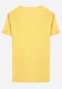 Żółty Bawełniany T-shirt z Ozdobnym Nadrukiem Wanestra