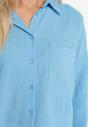 Niebieska Koszula z Długim Rękawem Zapinana na Guziki Glaxia