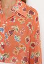 Pomarańczowa Koszula z Transparentnej Tkaniny w Kwiaty Brumelia