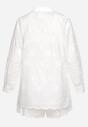 Biały Bawełniany Komplet z Haftowanej Tkaniny Koszula z Długim Rękawem i Szorty z Ozdobnymi Chwostami Meavira