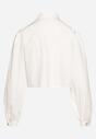 Biała Koszula o Skróconym Fasonie z Ozdobnymi Guzikami Dromelia