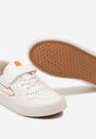Biało-Pomarańczowe Buty Sportowe z Wkładką ze Skóry Naturalnej z Zapięciem na Rzep Svalia