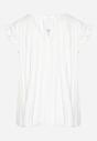 Biała Koszulka Top Plisowany z Krótkim Rękawem Cevaga