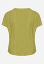 Zielony T-shirt Koszulka z Krótkim Rękawem o Ażurowym Wykończeniu Meaara