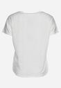 Biały T-shirt Bluzka z Cyrkoniami w Gwiazdki Tleina