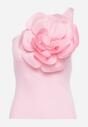 Różowy Top bez Rękawów z Asymetrycznym Dekoltem z Dużą Aplikacją w Kształcie Kwiatka Vernia