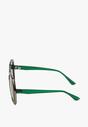 Zielone Duże Okulary Przeciwsłoneczne z Cienkimi Oprawkami i Metalowymi Wstawkami Cleina