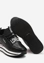 Czarne Sneakersy na Grubszej Podeszwie ze Sznurowaniem z Metaliczną Wstawką Zosemia