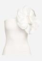 Biała Bluzka Asymetryczna z Bawełny z Dużą Aplikacją w Postaci Kwiatka Neteria