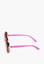 Fuksjowe Duże Okulary Przeciwsłoneczne z Metalicznymi Wstawkami i Filtrem UV Cleira