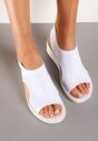 Białe Wsuwane Klasyczne Sandały na Niskim Koturnie Eglemia